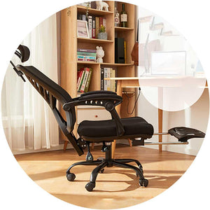 Eight-to-nine ergonomic reclinable office chairs | butterfly backrest | with footrest | adjustable headrest — image 1