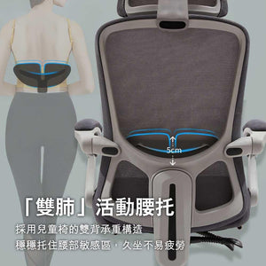 八九間腰背承托升降流線型人體工學辦公椅|尼龍腳架|可後仰|活動頭枕 — image 10