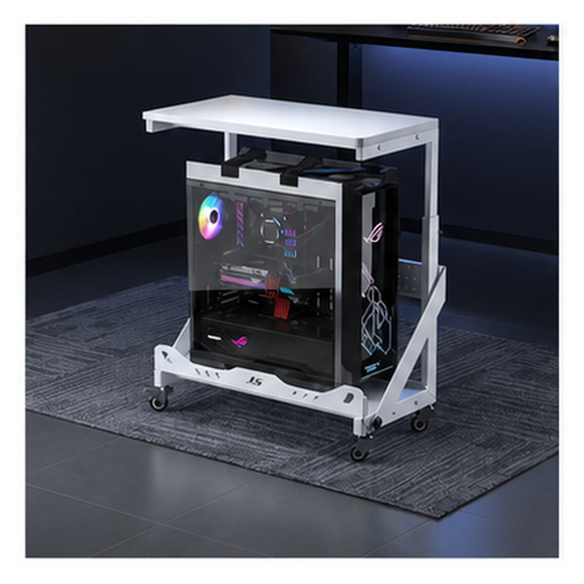 HomeWorker TowerDeck Dual-Tier Mobile CPU Stand | Standard 65 cm — image 2