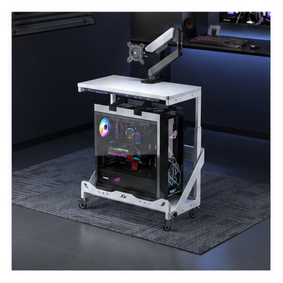 HomeWorker TowerDeck RGB Double-Layer PC Stand + Monitor Arm | Standard 65 cm — image 2