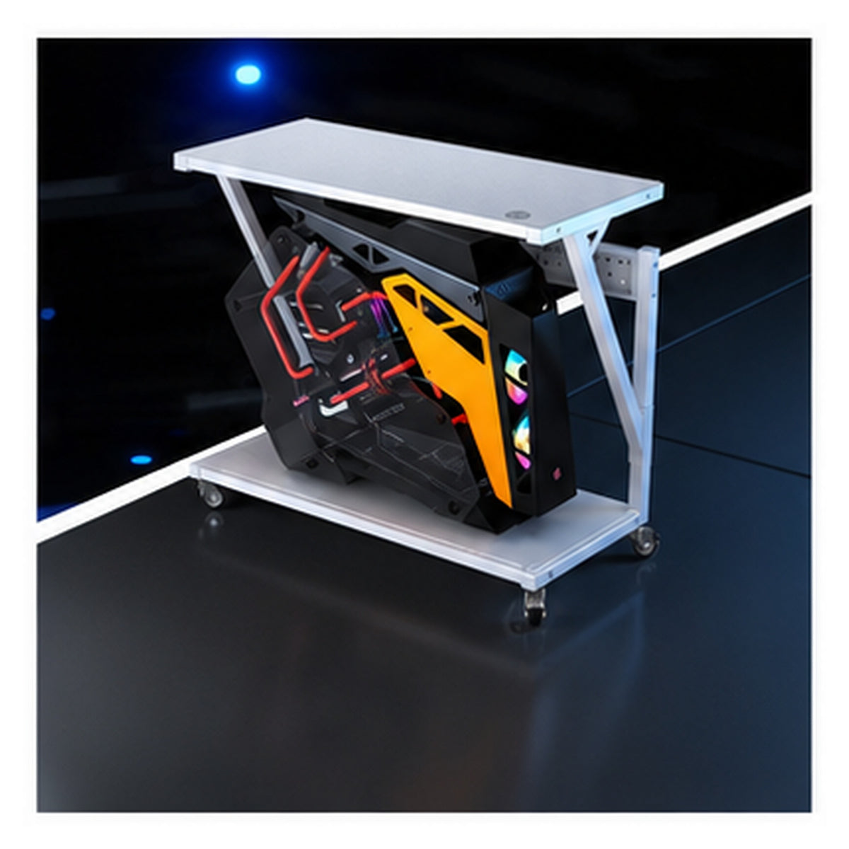 HomeWorker FlexiBase Height-Adjustable Dual-Layer Mainframe Stand | Large — image 2