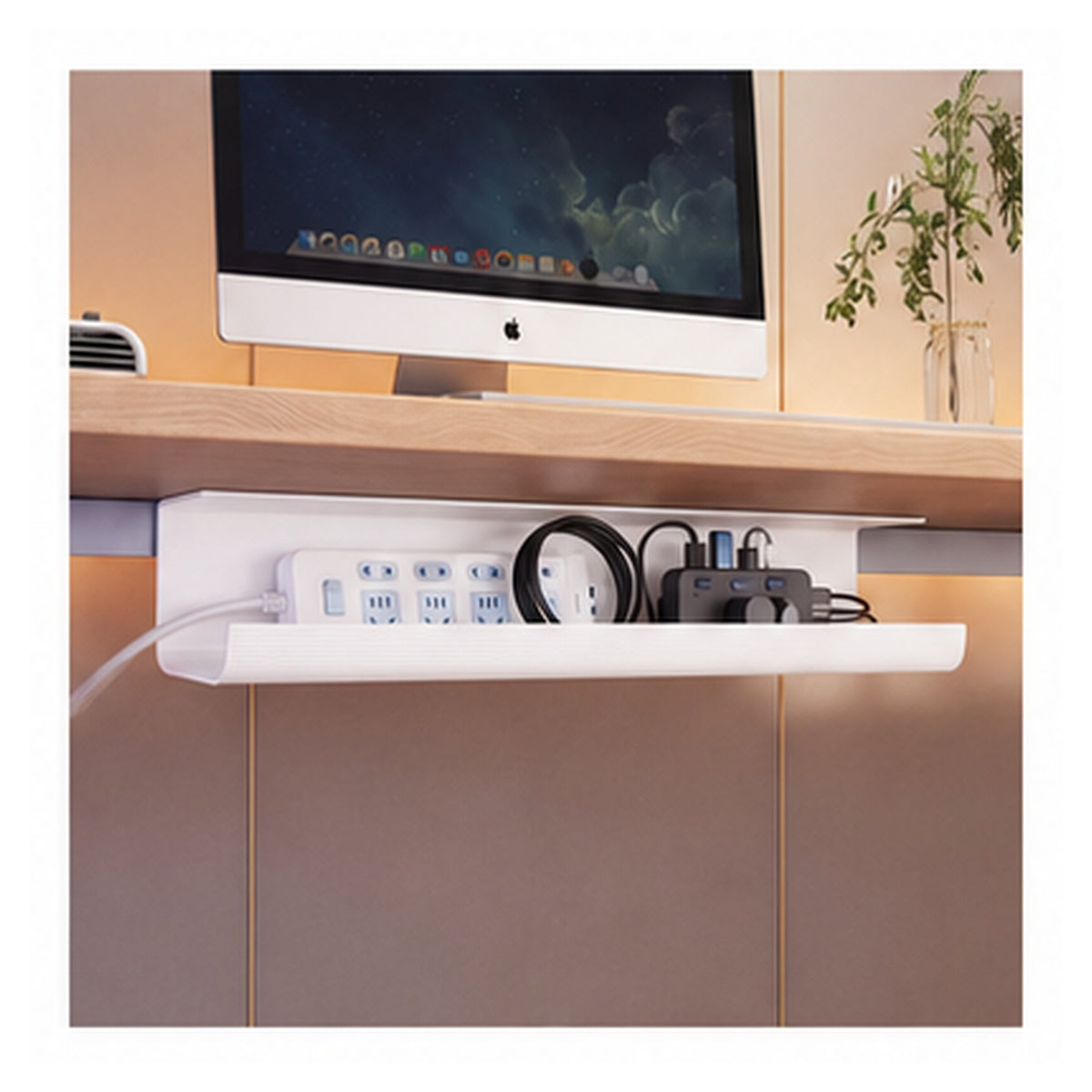 HomeWorker FlexChannel 70cm Under-Desk Cable Tray (No-Drill) — image 2