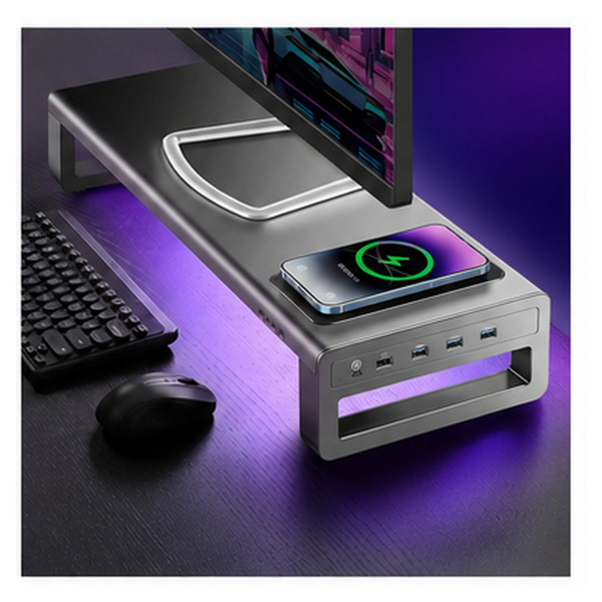 HomeWorker ElevateHub 54.5cm RGB Monitor Stand — image 2