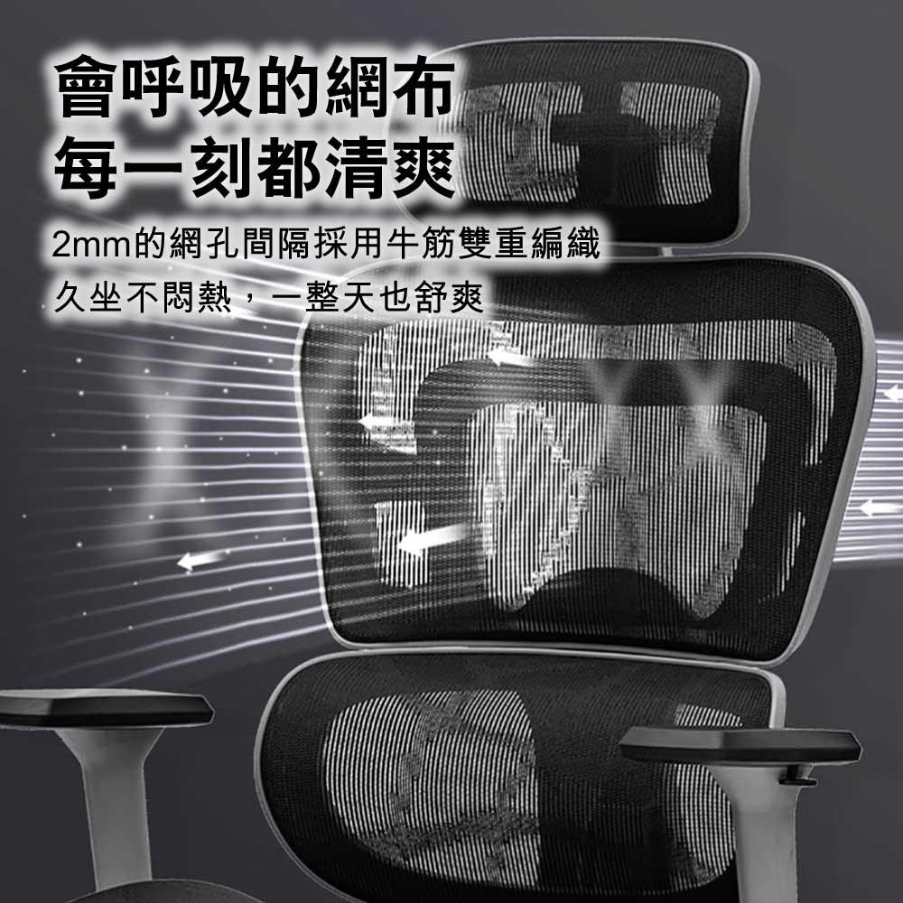 八九間3D腰背承托活動扶手人體工學辦公椅｜尼龍腳架｜海綿座墊｜活動扶手｜產品圖片 12｜HomeWorker 香港工作位選品