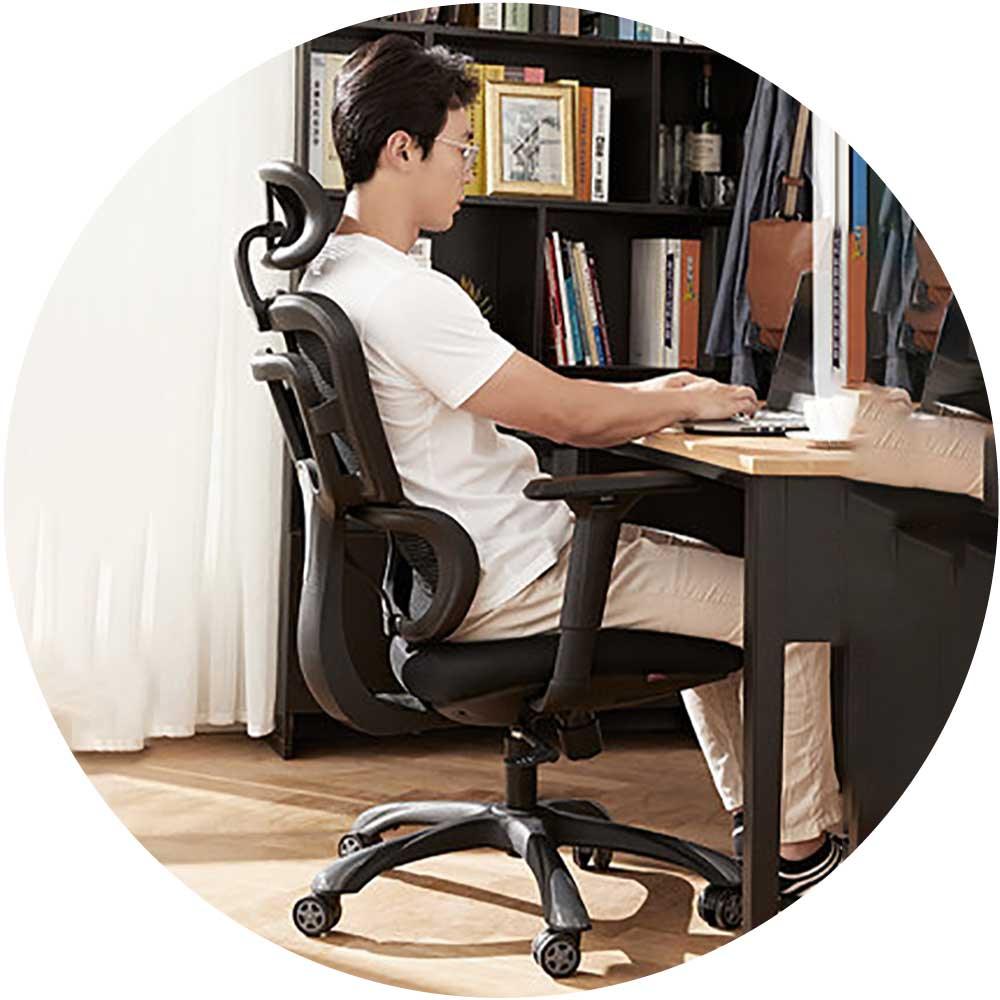 8-9 3D Lumbar Support Ergonomic Office Chair with Adjustable Armrests | Nylon Base | Sponge Cushion | Adjustable Armrests — image 1