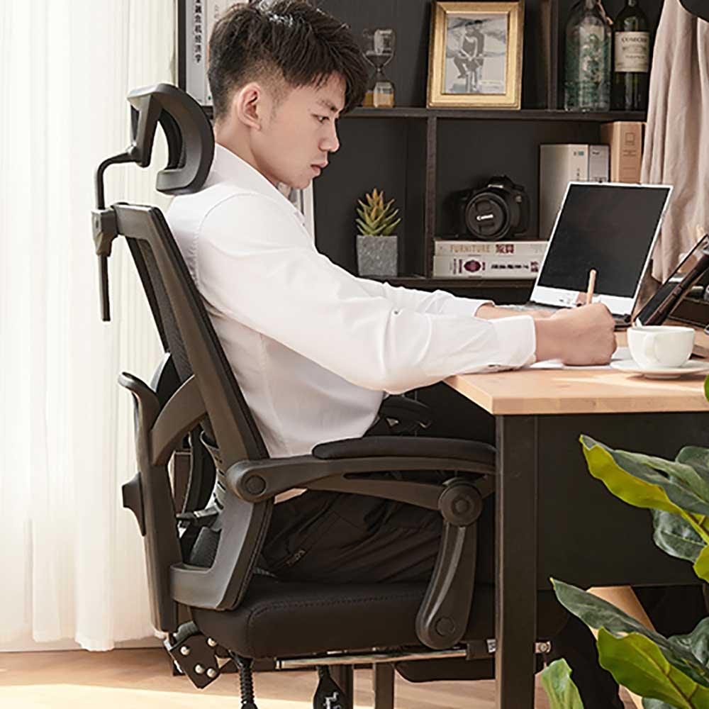 八九間人體工學可後仰辦公椅｜Y型靠背｜無擱腳｜活動頭枕｜產品圖片 5｜HomeWorker 香港工作位選品
