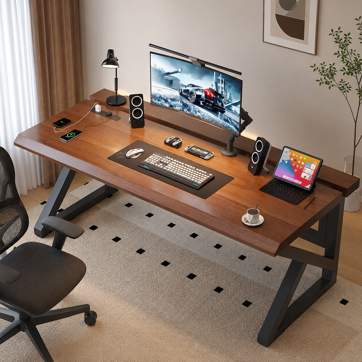 HomeWorker DuoDesk 30mm 雙區工作枱｜機械臂友善 — image 1