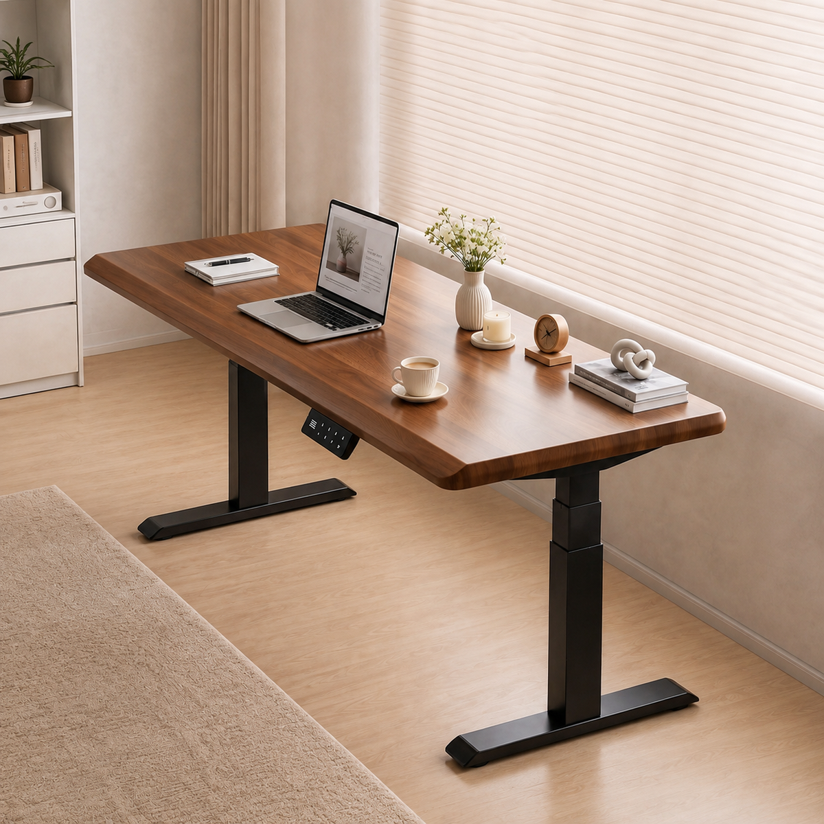 HomeWorker SmartRise 30mm 實木電動升降工作枱｜拖板／抽屜可選 — image 1