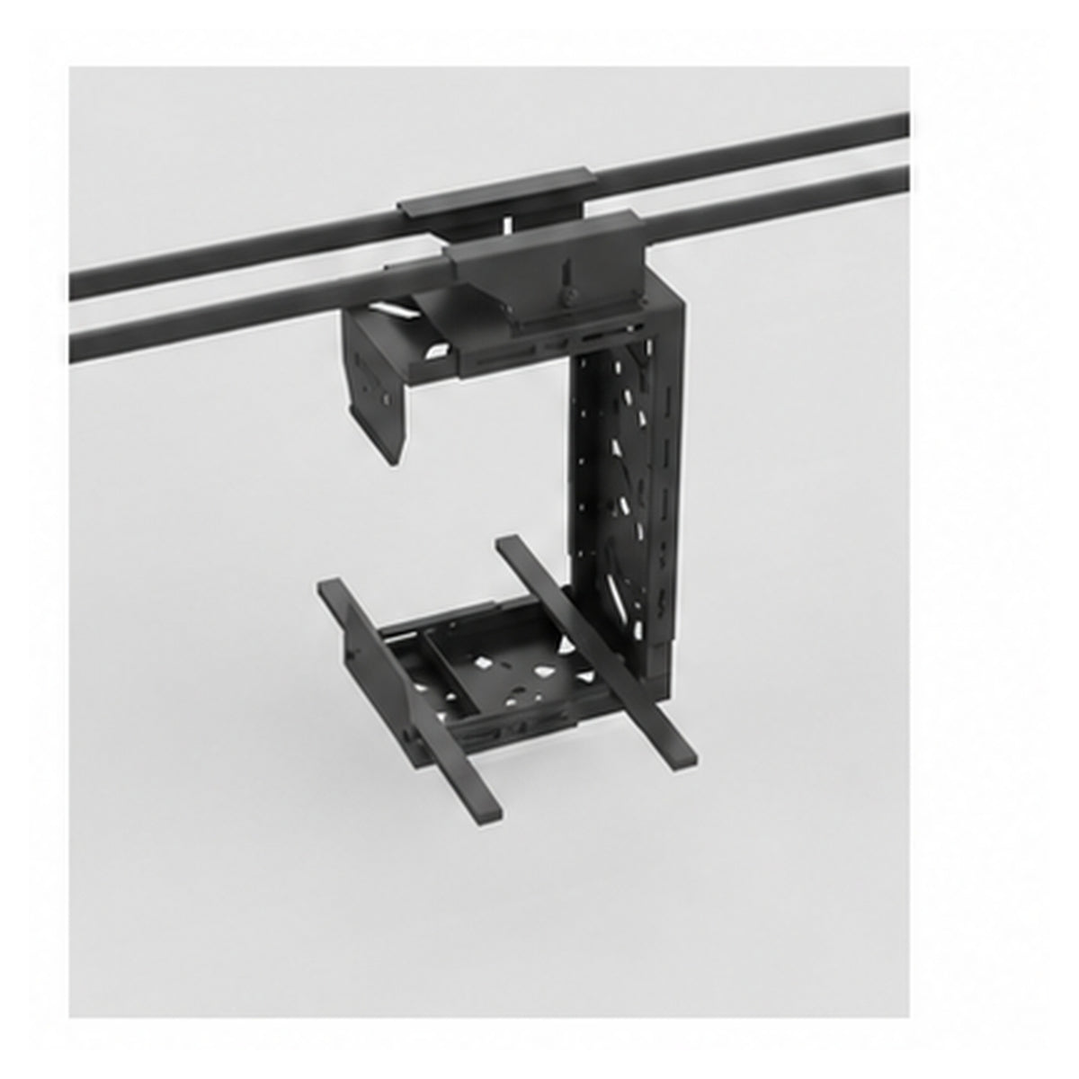 HomeWorker CoreMount 2mm 雙橫樑桌下主機掛架｜大中型－啞光黑