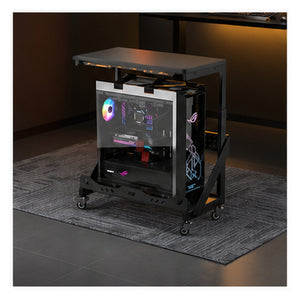 HomeWorker TowerDeck RGB Double-Layer Rolling Computer Tower Stand | Slim 55 cm — image 1