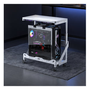 HomeWorker TowerDeck RGB Double-Layer Rolling Computer Tower Stand | Slim 55 cm — image 2