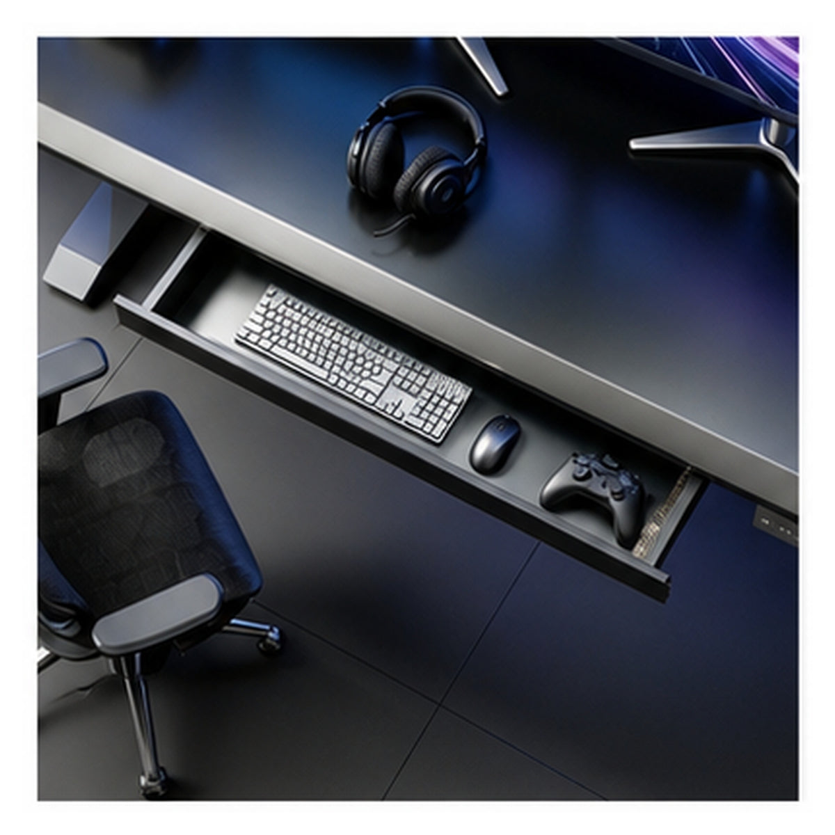 HomeWorker DeskVault G1 金屬桌下抽屜｜720 mm－黑色金屬抽面＋黑色抽屜