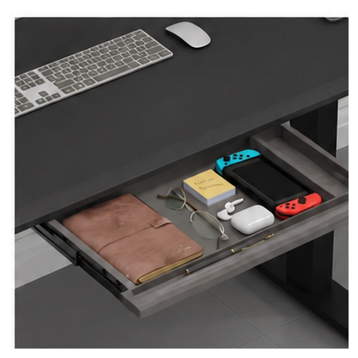 HomeWorker DeskVault T1 分格桌下抽屜｜525 mm－灰色