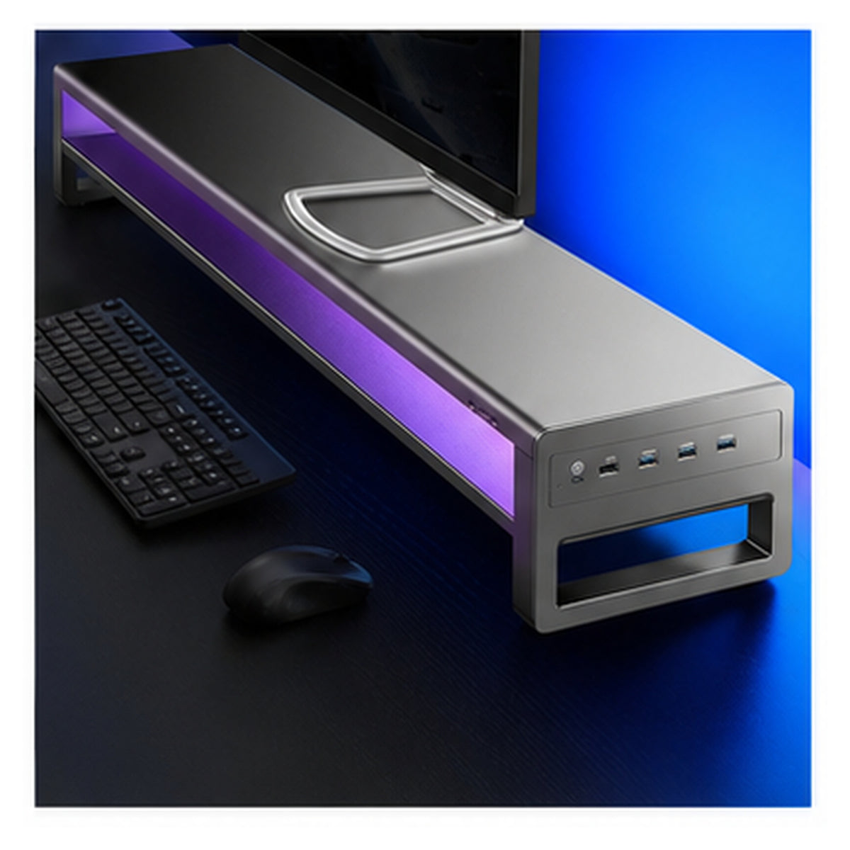 HomeWorker ElevateHub 98.5cm RGB 顯示器增高架－RGB 雙層｜USB-A＋USB-C 快充