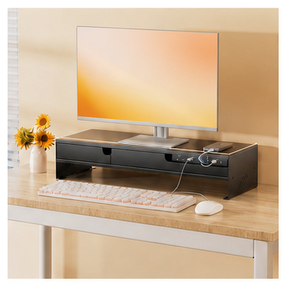 HomeWorker MetroDrawer 60cm Metal Drawer Monitor Stand — image 3