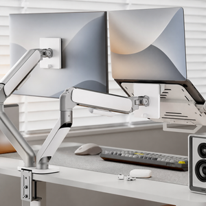 HomeWorker Dual Arm Monitor Stand | Dual Monitor / Laptop Tray — image 6