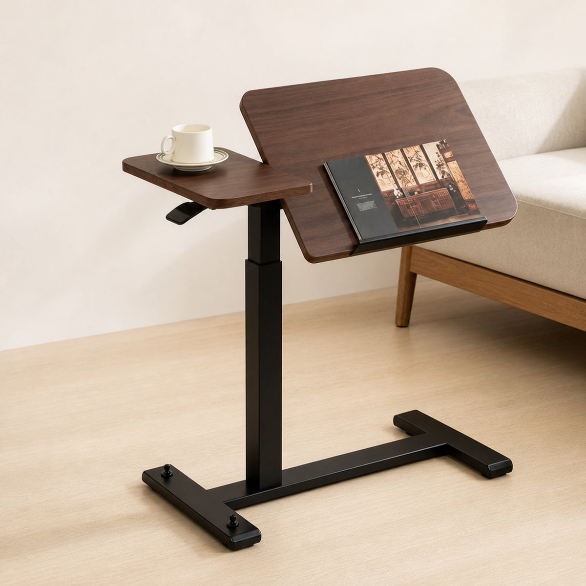 HomeWorker C70 Pro｜實木雙面翻轉氣動升降邊桌 700 × 400 mm — image 1