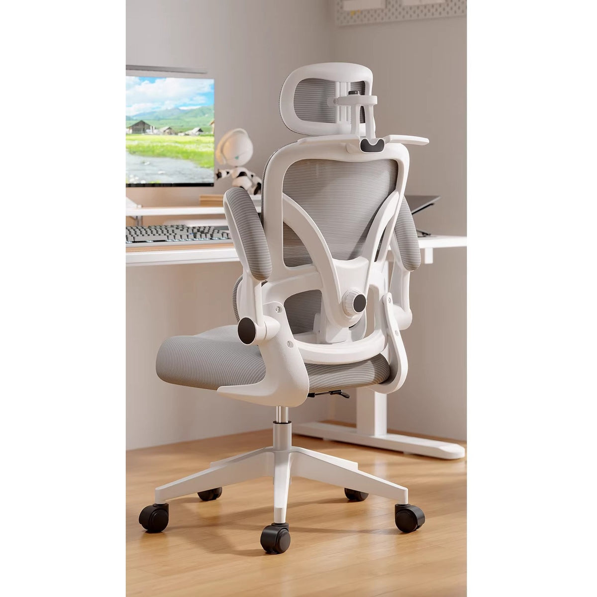 HomeWorker TaskEase Std／Pro／Max／Ultra 辦公椅－Max款銀河灰｜懸浮腰託｜4D頭枕｜翻轉扶手｜定型棉座墊｜三級氣杆