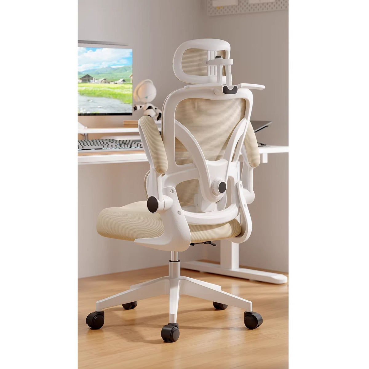 HomeWorker TaskEase Std／Pro／Max／Ultra 辦公椅－Max款柔妙米｜懸浮腰託｜4D頭枕｜翻轉扶手｜定型棉座墊｜三級氣杆